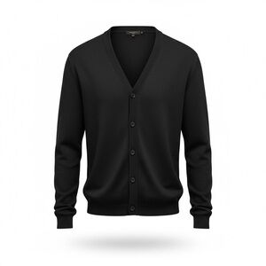 Bruuns bazaar Black Men's 100% wool thin spring Sweater cardigan size XL